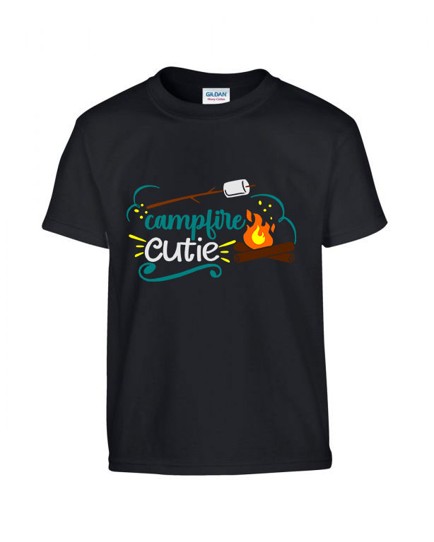 campfire camping kemping Fekete Gyerek Póló