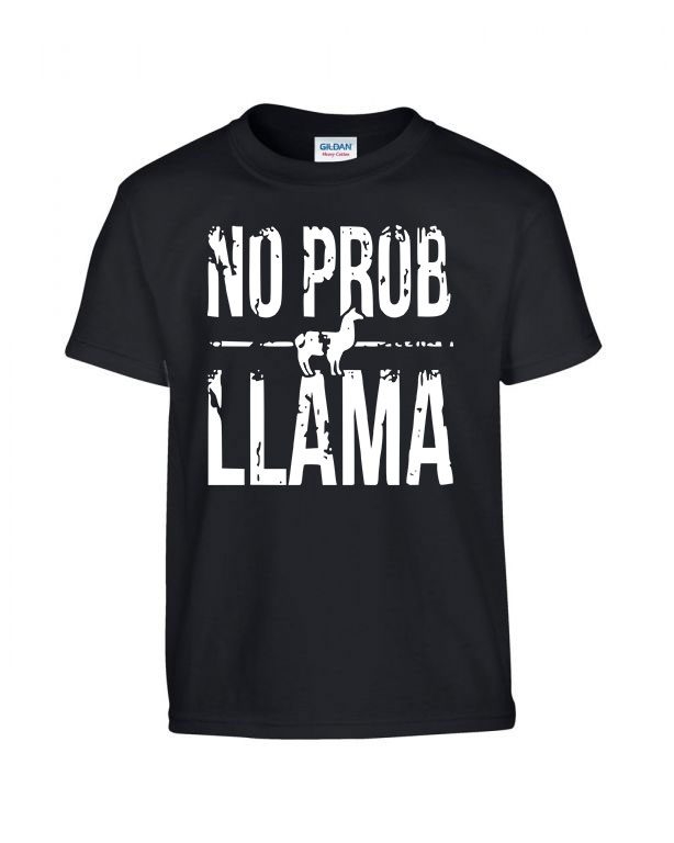 no probllama láma Fekete Gyerek Póló