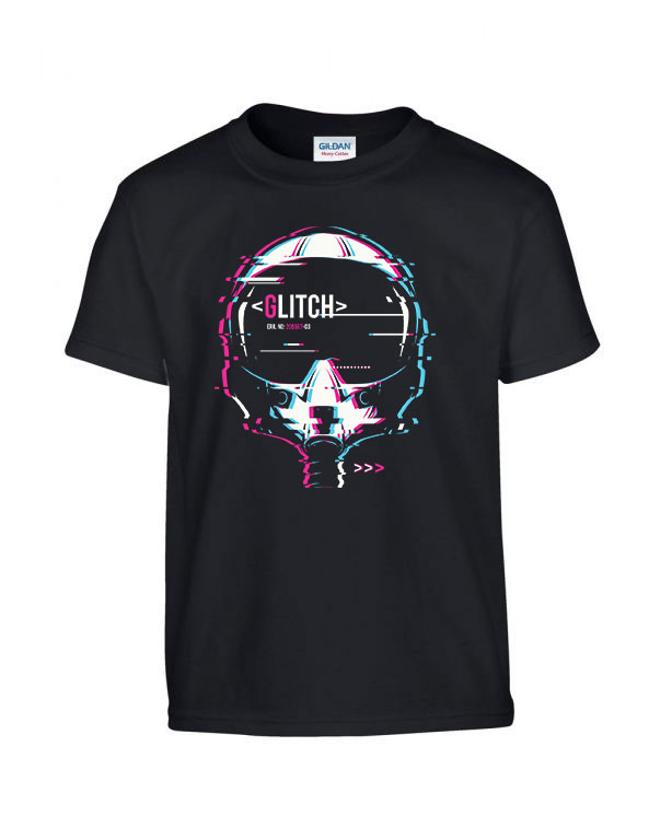 glitch gamer Fekete Gyerek Póló