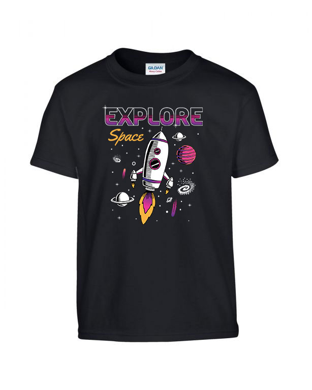 explore space űrhajó Fekete Gyerek Póló