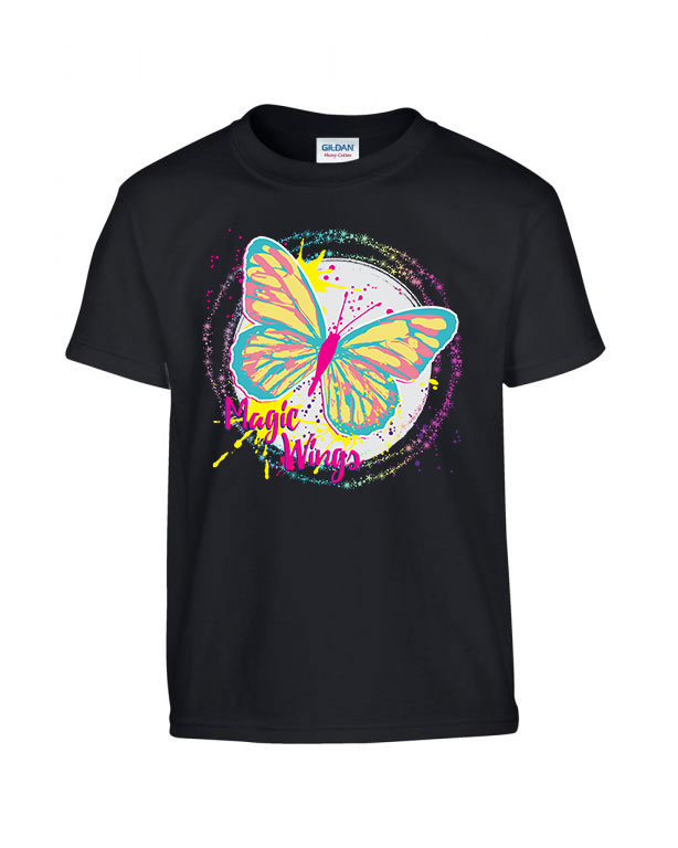Pillangó Butterfly Fekete Gyerek Póló