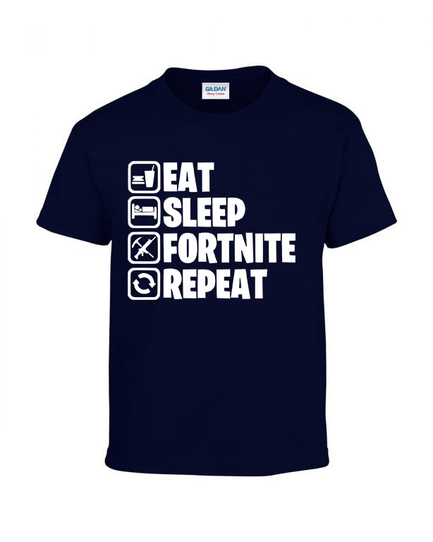eat sleep fortnite repeat Sötétkék Gyerek Póló