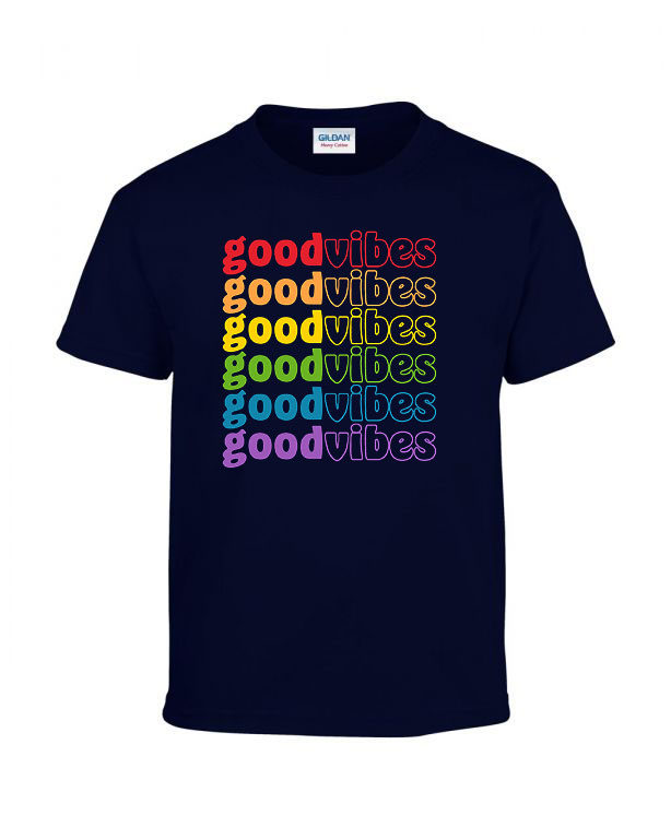 good vibes szivárvány Sötétkék Gyerek Póló