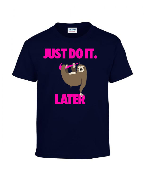 lajhár just do it later Sötétkék Gyerek Póló