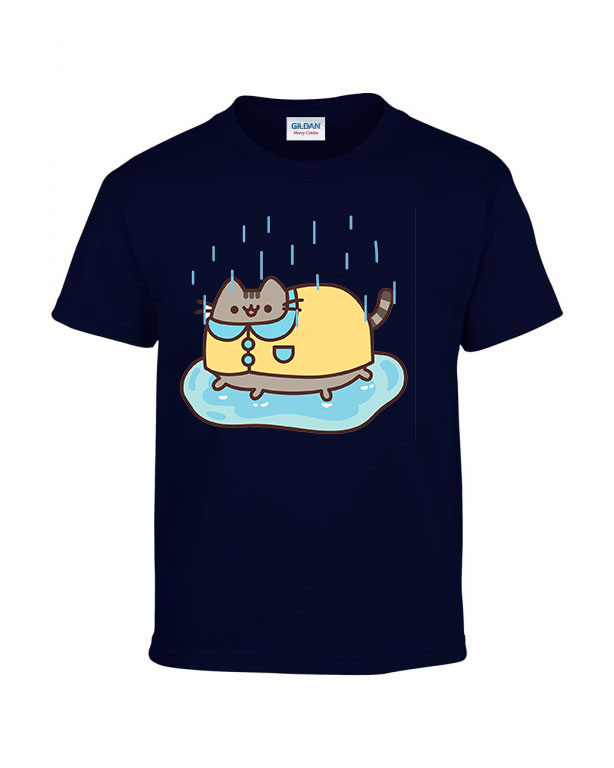 pusheen macska macskás cica cicás Sötétkék Gyerek Póló