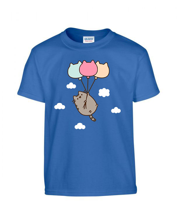 Pusheen macska macskás lufi cica cicás Kék Gyerek Póló