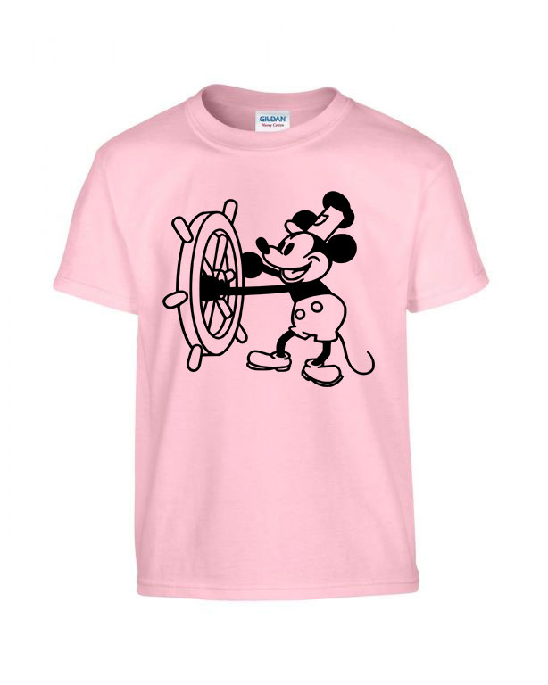 retro mickey egér steamboat willie Rózsaszín Gyerek Póló