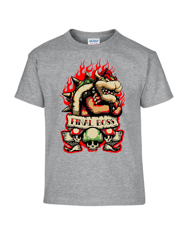 Final Boss mario bowser gamer Sportszürke Gyerek Póló