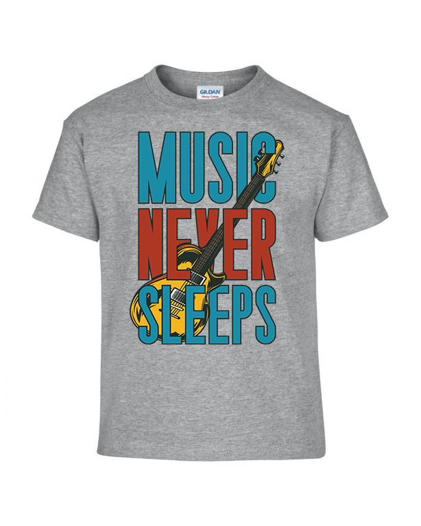 Music Never Sleeps gitár gitáros Sportszürke Gyerek Póló