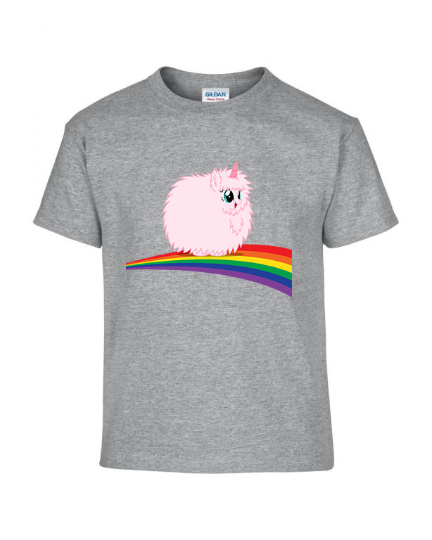 pink fluffy unicorn dancing on rainbow Sportszürke Gyerek Póló