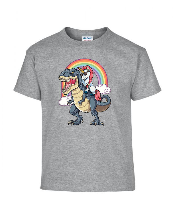 t-rex unikornis Sportszürke Gyerek Póló