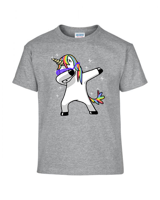 unikornis dabbing unicorn Sportszürke Gyerek Póló