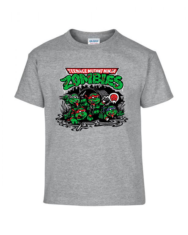 zombi zombis ninja teknőc Sportszürke Gyerek Póló