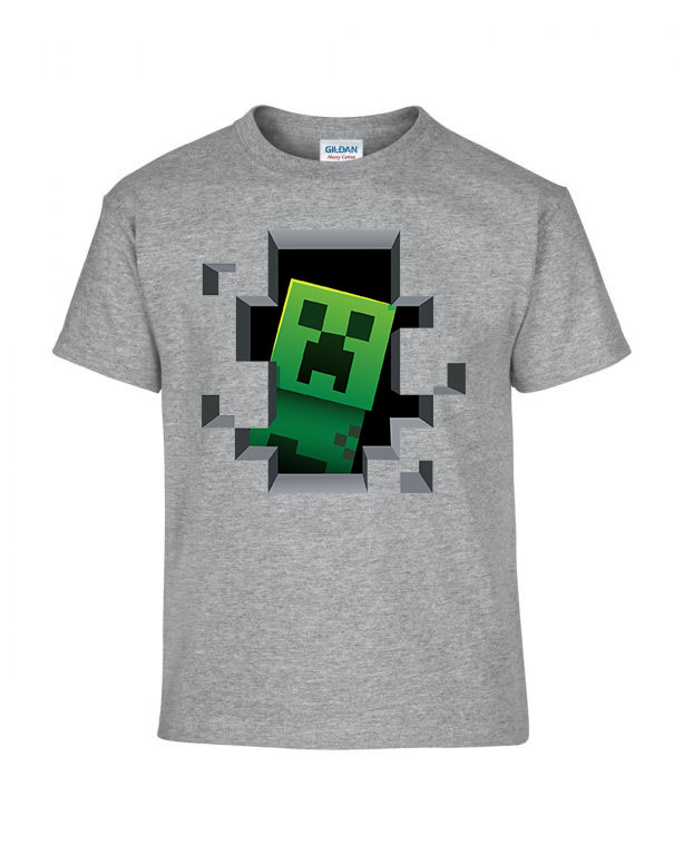 minecraft creeper Sportszürke Gyerek Póló