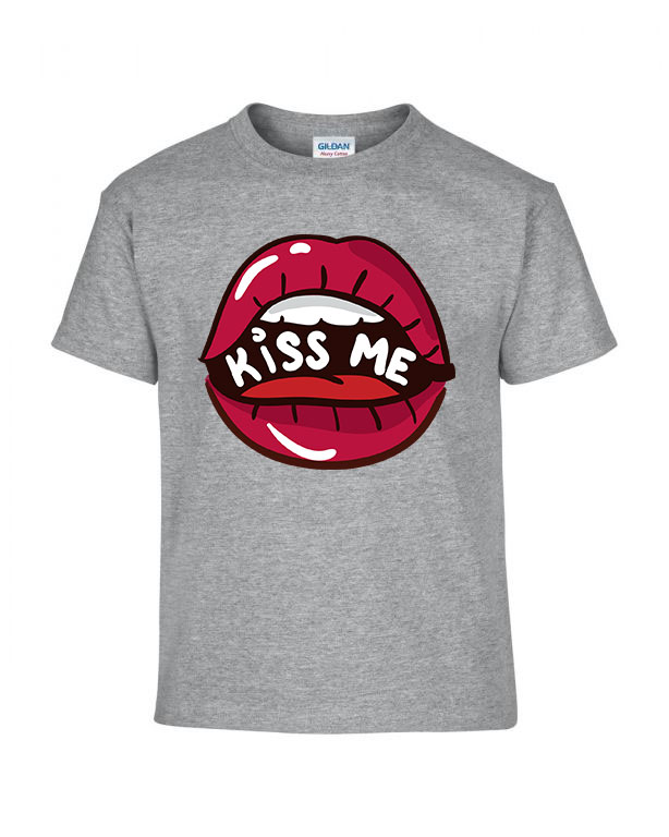 kiss me lips ajak ajkak száj Sportszürke Gyerek Póló