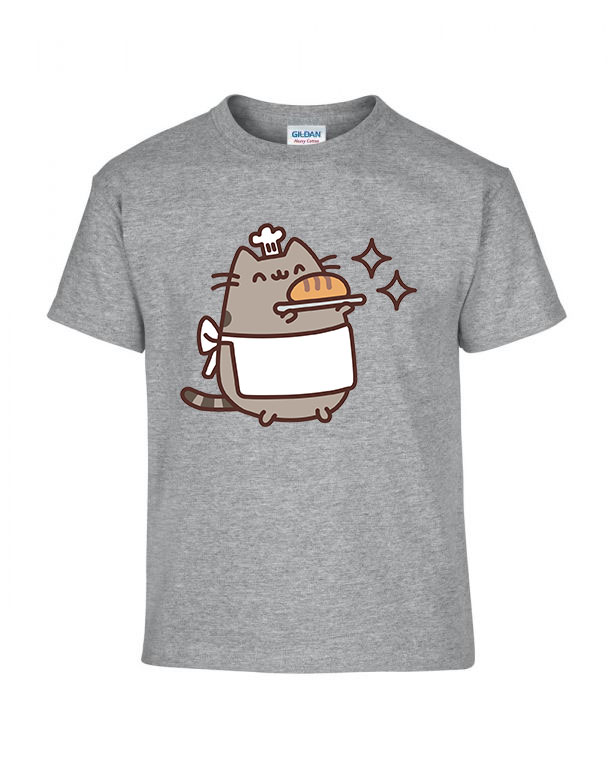 pusheen pék macska macskás cica cicás Sportszürke Gyerek Póló