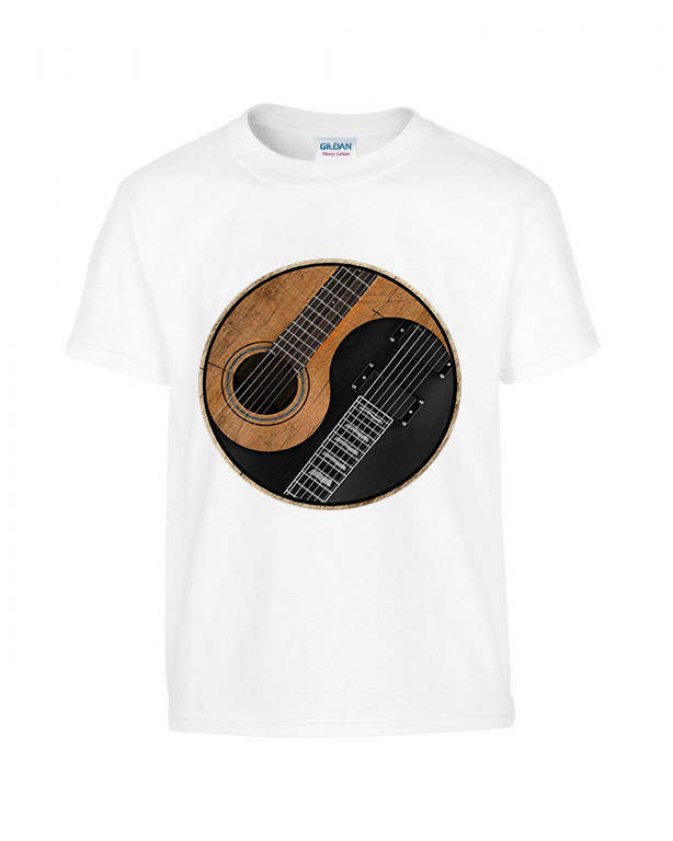 Gitár Yin Yang Fehér Gyerek Póló