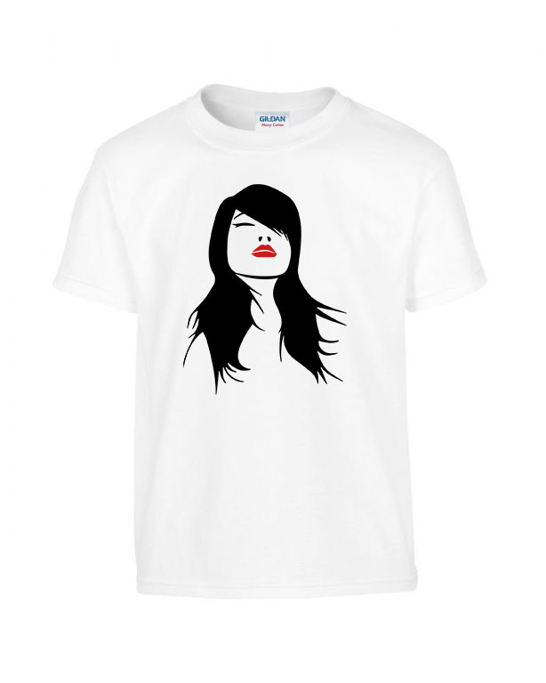 fekete haj rúzs red lips Fehér Gyerek Póló