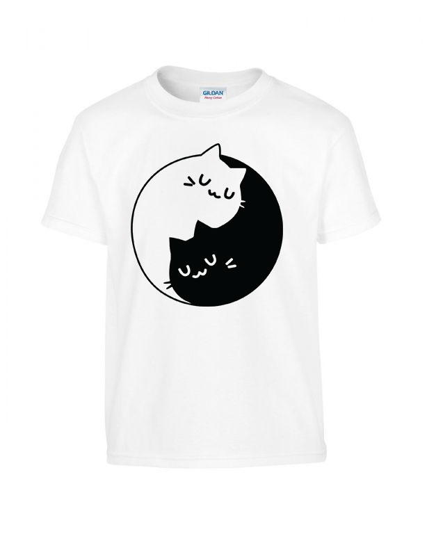 yin yang cica macska macskás macskák Fehér Gyerek Póló